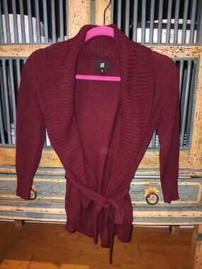 burgundy IZ Byer open-front cardigan